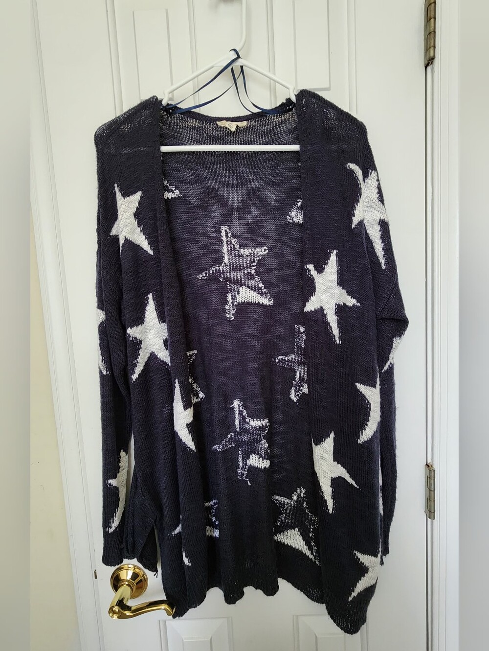 eesome Navy Cardigan with White Star Pattern